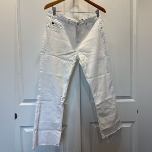 AG Adriano Goldschmied High Rise Slim Flare Crop White Jeans Size 31R